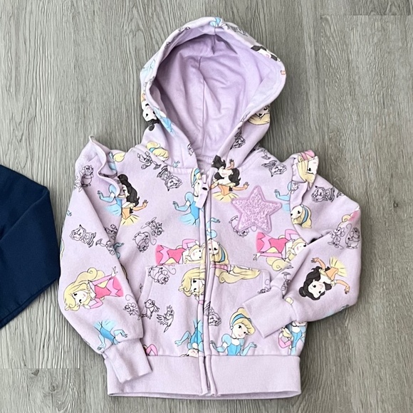 Little Girl's Disney Princess & Solid Blue Full Zip Hooded Sweat Jackets Size 4T - Picture 3 of 13